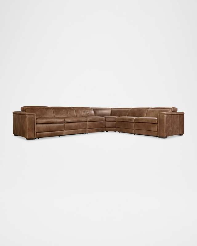 Lioni Leather 4-Piece Power Motion Sectional